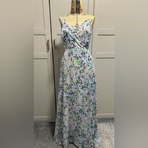Lulu's Garden Grove Blue Floral Maxi Dress M